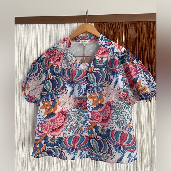 NWT Umgee Women's Colorful Big Sleeve Blouse Top M - Picture 2 of 8